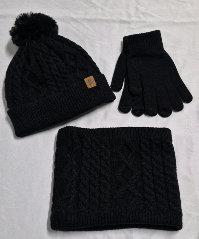 New Winter Adult Hat, Gloves & Neck Warmer Set sz O/S