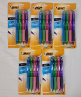 New - 5-Packs BIC Multicolor Ink Ball Pens , 4 Pens per Pack