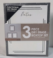 New - 3-Piece Dry Erase Boxtop Frame Set with Marker . Frames measure 9"&times;11" , Grey