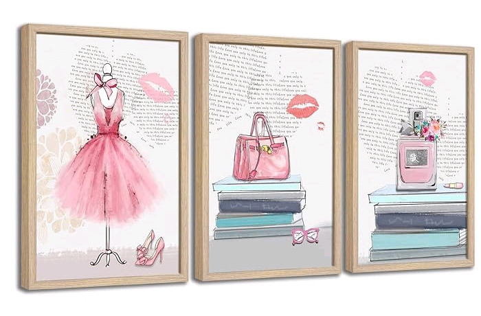 New - 3-Piece Girls Room Frame Wall Decor Artwork . Each Frame measures 16"24"