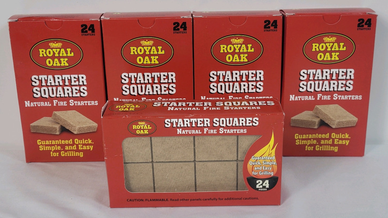 5 New Boxes Royal Oak Starter Squares Natural Fire Starters . 24pcs. Per Box