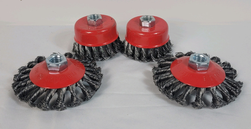 New - Two(2) 2 3/4" Knot Cup Grinder Brush & Two (2) 4" Wire Wheel Brush