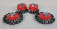 New - Two(2) 2 3/4" Knot Cup Grinder Brush & Two (2) 4" Wire Wheel Brush