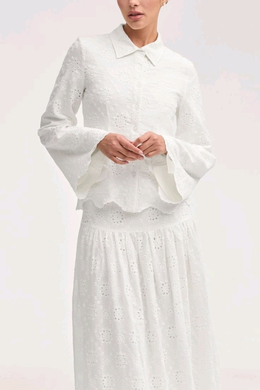 New Ladies Size Large | Veiled Halima White Eyelet Top