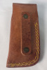 New - Damascus Steel Single Blade Folding Pocket Knife with Leather Belt Case . Measures 6 5/8" long when open - 6