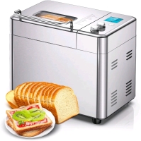 New Calmdo 15 in 1 Bread Maker, 2.2LB Stainless Steel Bread Machine with Auto Fruit Nut Dispenser, Gluten Free and DIY Mode, 15h Timer, 3 Loaf Sizes, 3 Crust Colors, LCD, Nonstick Pan, Dishwasher Safe - Model CD-BM1KG Retails for over $100