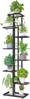 New JEPRECO Metal Plant Stand 8 Tier 9 Potted, Multiple Flower Pot Holder Shelves Organizer Rack for Garden Balcony Patio Living Room Indoor Outdoor (9 pot positions, Dark Grey)