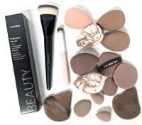 2 New Makeup Brushes (incl ) & 14 Makeup Sponges | Brushes Up to 6.75" Long