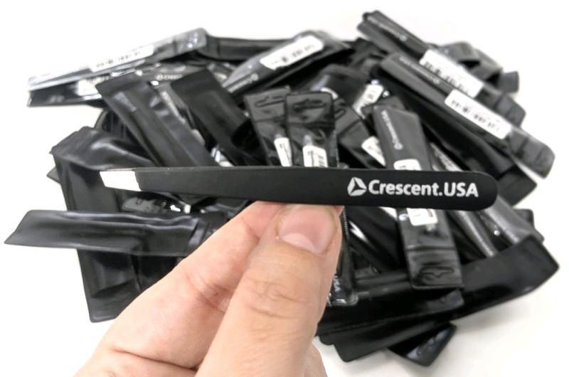 50+ New Crescent.USA Precision Black Eyebrow Tweezers | Stainless Steel | 3.75" Long ea
