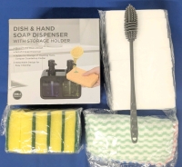 New Kitchen & Cleaning | Dish & Hand Soap Dispenser (Holds 350ml ea), 20 Melamine Magic Erasers, 6 Sponges & Silicone Bottle Scrubber