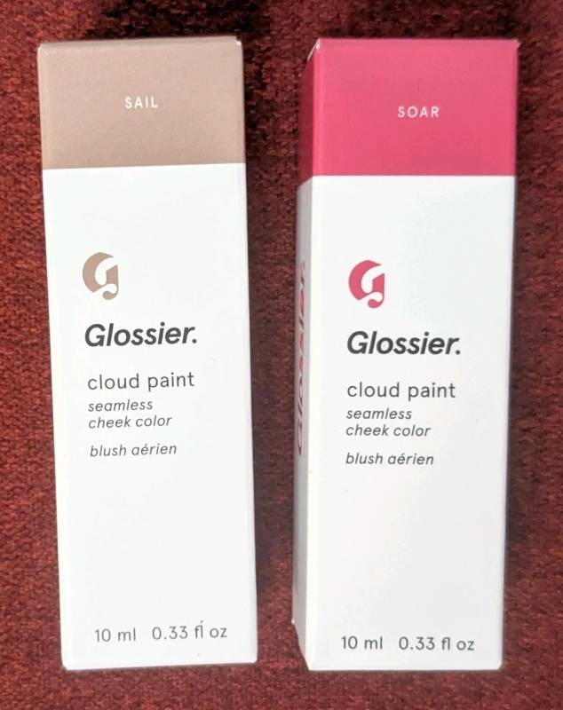 2 New GLOSSIER Cloud Paint Seamless Cheek Colours : Sail + Soar | 10ml ea | A $60 Retail Value!