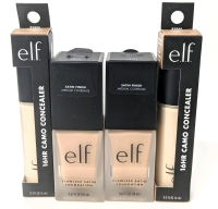 New E.L.F | 2 Satin Finish Medium Coverage Flawless Satin Foundations (#210 Bisque, 20ml ea) & 2 16HR Camo Concealers (Light Beige, 6ml ea)