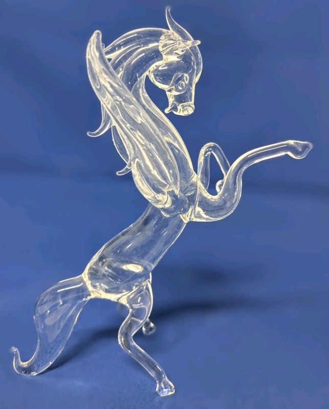 Fantastic Art Glass Rearing Pegasus Figure | 6.5" Tall