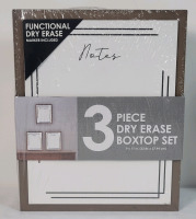 New - 3-Piece Dry Erase Boxtop Frame Set with Marker . Frames measure 9"&times;11" , Brown