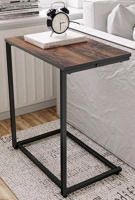 New - Homemaxs C Table Sofa Side End Table , Wood Finish Steel Construction for Small Space .