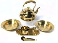 New Gold Tone Kitchen Gear | 2.0L Stainless Steel Teapot w Tea Strainer, Measuring Cups & Spoons, 2x 8" Diameter Bowls & Tray