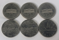 1973 - 1983 Canadian One Dollar Coins . 1973 &times;3 , 1982 &times;2 & 1983 . Six (6) Coins