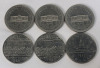 1973 - 1983 Canadian One Dollar Coins . 1973 &times;3 , 1982 &times;2 & 1983 . Six (6) Coins