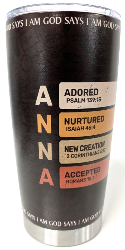 New Christan "Anna" Scripture Anagram Travel Tumbler with Lid | 7" Tall