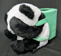 Adorable New Plush Panda Tissue Holder with Wastepaper Basket Backpack - With Elastics on Bottom to Attach to Center Console | 7.25" Tall