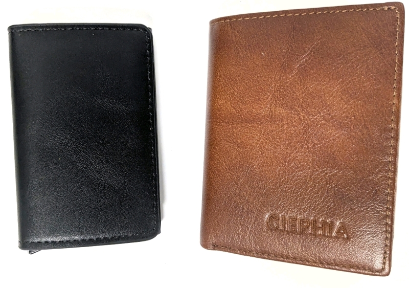 New Ciephia Genuine Leather Trifold Wallet with SD Card Holder & New Credit Card Pop-Up Wallet | Pop-Up Card Wallet is 2.4" x 3.9"