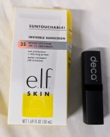 New E.L.F Skin Suntouchable Invisible Sunscreen (35 SPF 50ml.) & Deca "Vitamin E" Lipstick.