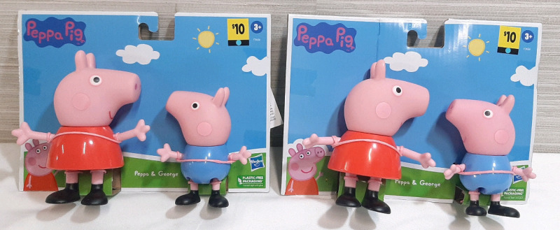 2 New Hasbro Peppa Pig Toy Figure Sets, Peppa and George (Peppa is 5" Tall, George is 4" Tall)