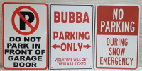 3 New Parking Metal & Plastic Signs (2 Metal, 1 Plastic), 12"x8"