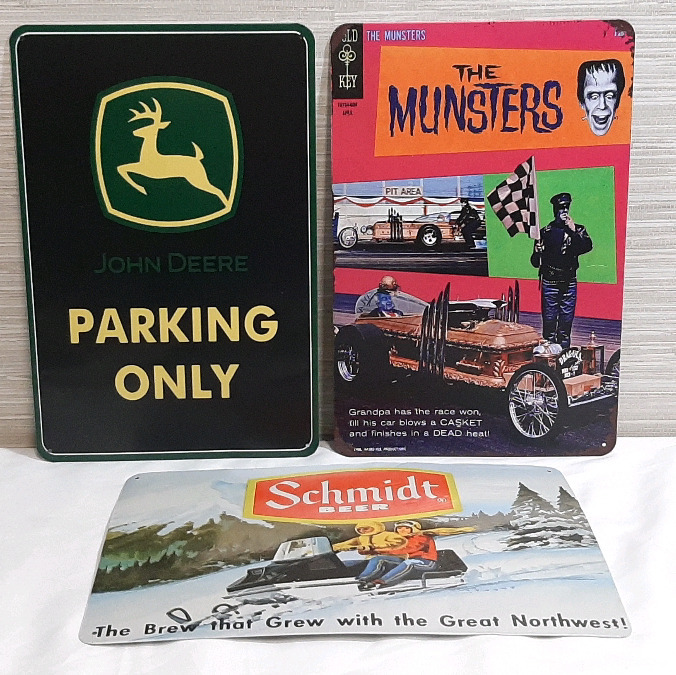 3 New Pop Culture Metal Signs - 12"x8"