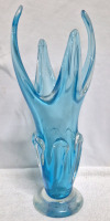 Beautiful Blue Art Glass Vase 14.5" Tall