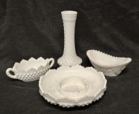 4 Vintage Milk Glass Dishes