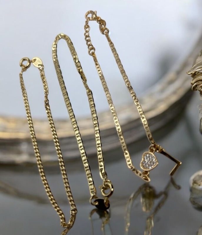 New 3 Piece 18KT Gold Filled Delicate Bracelets