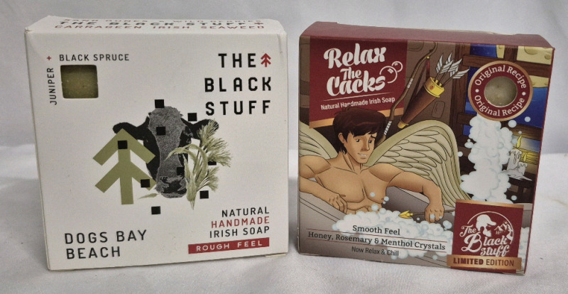 2 New The Black Stuff Organic Homemade Irish Soap Bars 135g & 150g