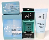 New E.L.F. | Holy Hydration Lip Mask (4.4g) & Face Cream (50g), Power Grip Primer (Clear, 15ml) & Gentle Peeling Exfoliant (28ml)