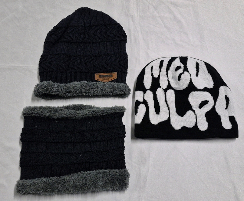 New Adult Toque/Hats with Neck Warmer incl Knitted "Mea Culpa"