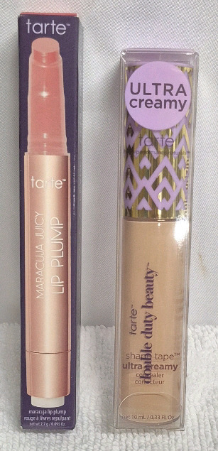 2 New TARTE Make-Up - Shape Tape Concealer (Light-medium Honey) & Maracuja Juicy Lip Plump (Mixed Berries)