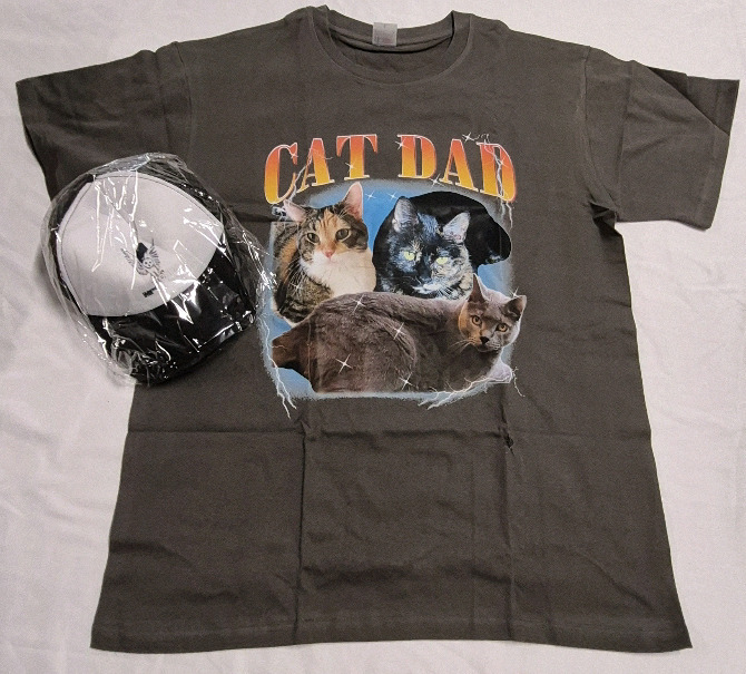 New Adult Sz Large CAT DAD T-shirt & DEFTONES Trucker Hat