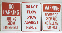 3 New Snow Danger Metal Signs - 12"x8"