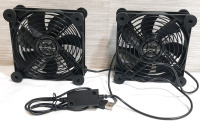 New USB Powered Dual Square Fans with Controllable Speed, 5" Square