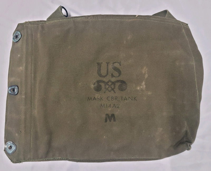 Vintage Military USA Green Canvas M14A2 Gas Mask Bag