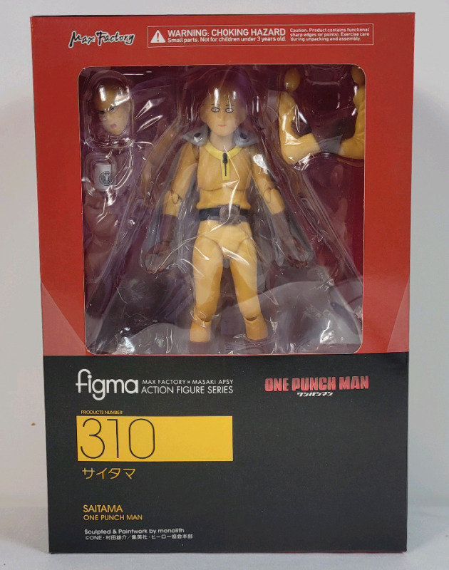 New - Max Factory 5.5" Saitama : One Punch Man Action Figure Series 310 . Bend on back of box