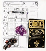 2 New DNDDICE.COM Artisanal D&D Dice Sets : Metallic Red & Black, Translucent Pink Purple Glitter | 7 Dice per set, 14 Total