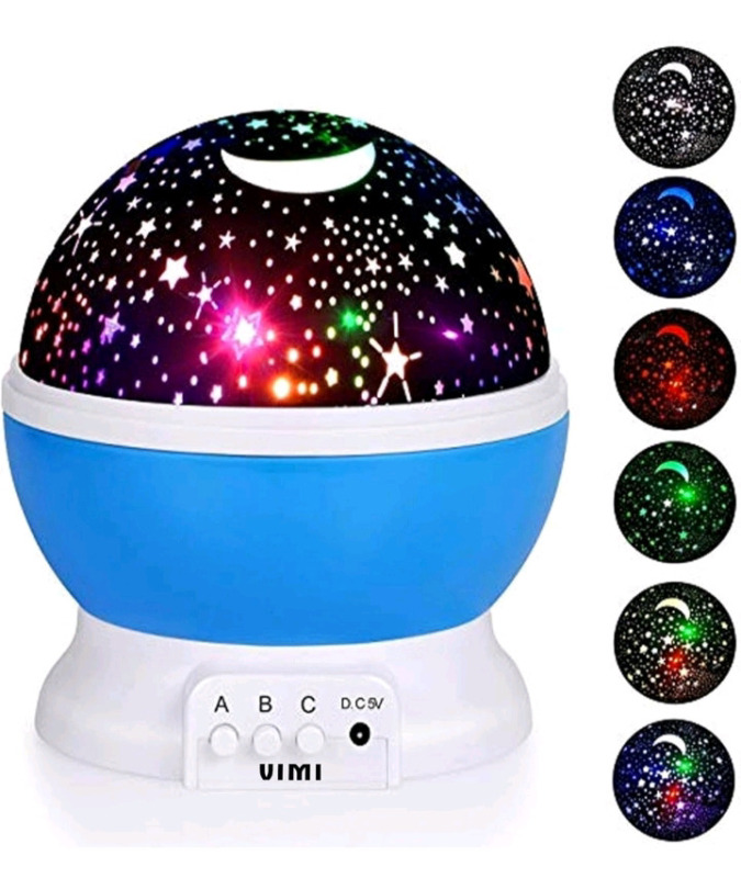 New | VIMI Table Night Lamp Star Projector For Children | USB Or Battery Powered (Blue)