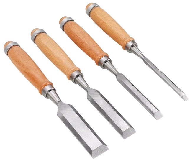 New | 4 Pc Firmer Chisel Set Includes | 6mm, 12mm, 18mm & 24mm Chisels