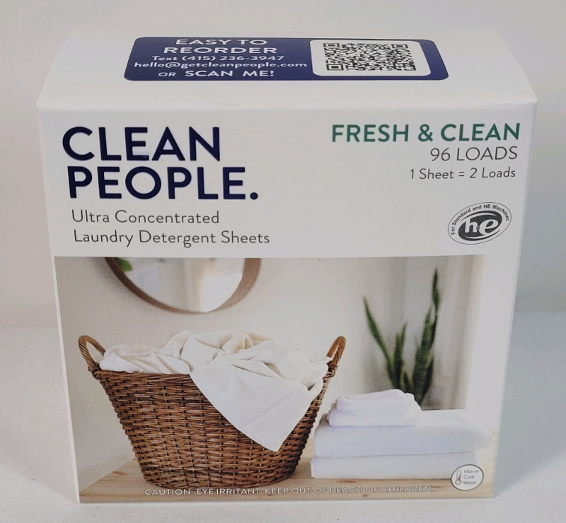 New - Clean People Ultra Concentrated Laundry Detergent Sheets , 96 Loads - 1 Sheet = 2 Loads . Fresh & Clean Scent