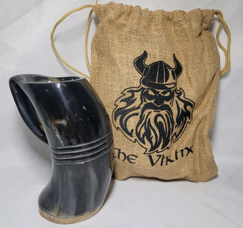 The Viking OX / Buffalo Horn Mug & Travel Bag - New