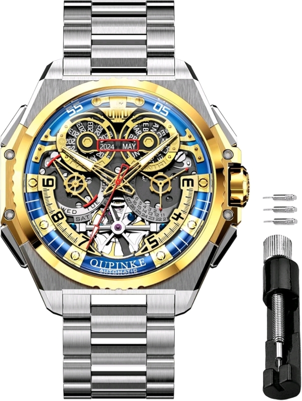 Gorgeous New OUPINKE Automatic Self-Winding Men's Stainless Steel Tourbillon Skeleton Watch | Retails for Over $400!