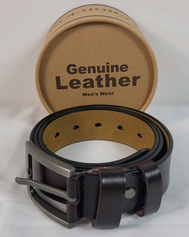 New - Men's Dark Brown Leather Belt , Measures 1.5"×45.5"