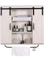 New: Rustown Rustic Wood Wall Storage Cabinet - Vintage White - Retails for Over 150$