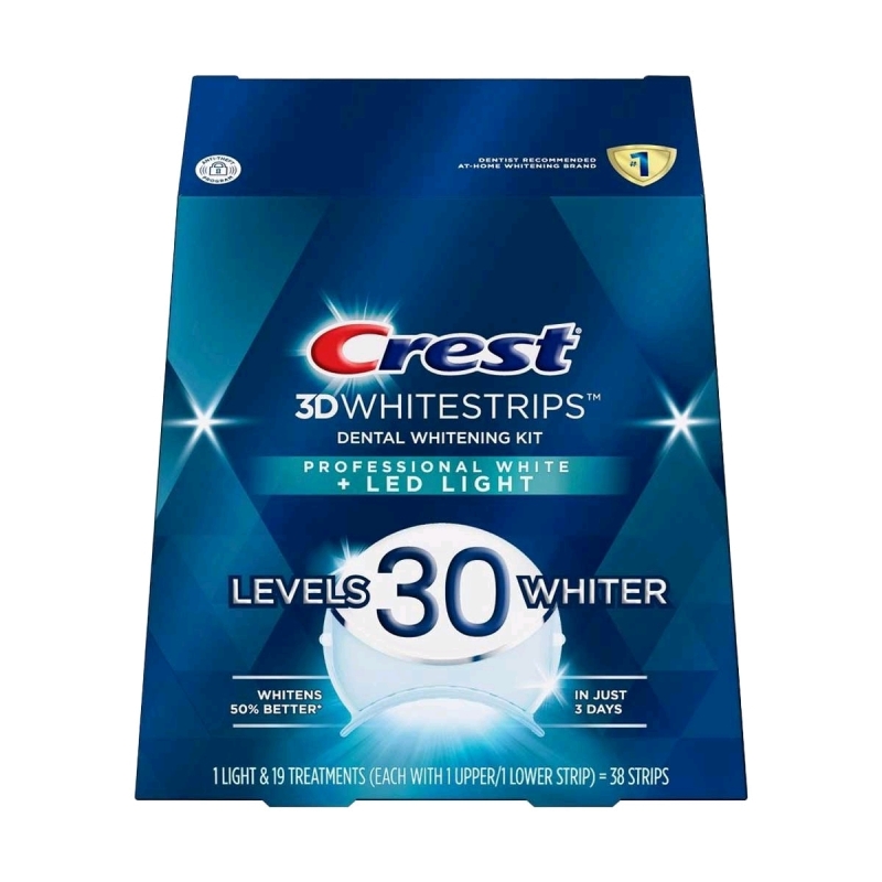 New Crest 3D White strips Dental Whitening Kit with Professional White + LED Light. 30 Levels Lighter. Retails for over $130